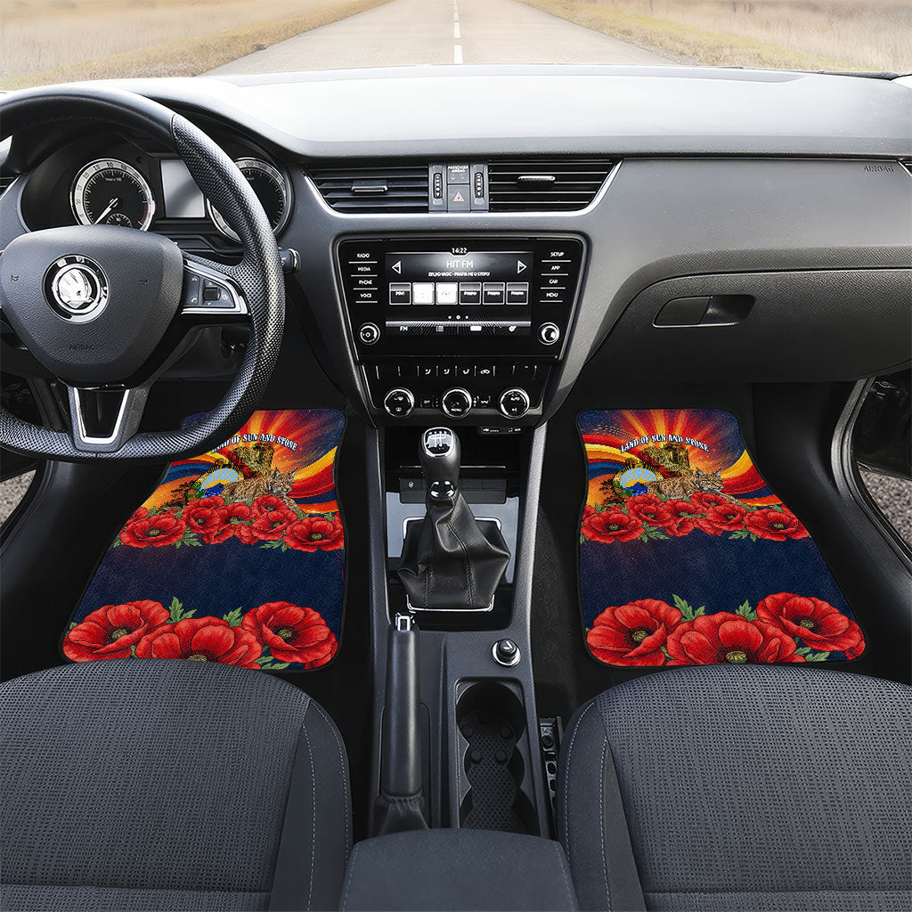North Macedonia Independence Day Car Mats Balkan Lynx Red Poppy Flowers Church Flag