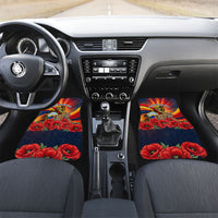North Macedonia Independence Day Car Mats Balkan Lynx Red Poppy Flowers Church Flag