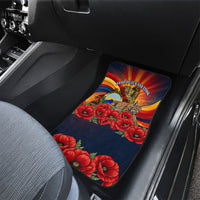 North Macedonia Independence Day Car Mats Balkan Lynx Red Poppy Flowers Church Flag