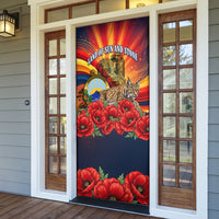 North Macedonia Independence Day Door Cover Balkan Lynx Red Poppy Flowers Church Flag