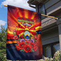 North Macedonia Independence Day Garden Flag Balkan Lynx Red Poppy Flowers Church Flag