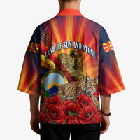 North Macedonia Independence Day Kimono Balkan Lynx Red Poppy Flowers Church Flag