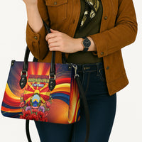 North Macedonia Independence Day Leather Bag Balkan Lynx Red Poppy Flowers Church Flag