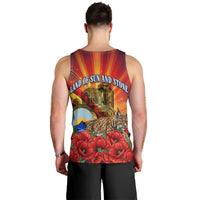 North Macedonia Independence Day Men Tank Top Balkan Lynx Red Poppy Flowers Church Flag