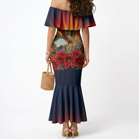 North Macedonia Independence Day Mermaid Dress Balkan Lynx Red Poppy Flowers Church Flag