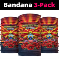 North Macedonia Independence Day Neck Gaiter Balkan Lynx Red Poppy Flowers Church Flag