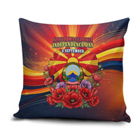 North Macedonia Independence Day Pillow Cover Balkan Lynx Red Poppy Flowers Church Flag