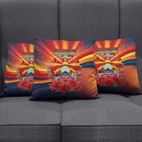 North Macedonia Independence Day Pillow Cover Balkan Lynx Red Poppy Flowers Church Flag