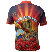 North Macedonia Independence Day Polo Shirt Balkan Lynx Red Poppy Flowers Church Flag