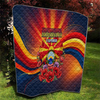 North Macedonia Independence Day Quilt Balkan Lynx Red Poppy Flowers Church Flag