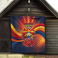 North Macedonia Independence Day Quilt Balkan Lynx Red Poppy Flowers Church Flag