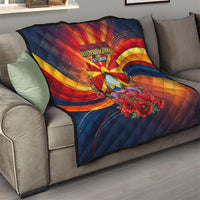 North Macedonia Independence Day Quilt Balkan Lynx Red Poppy Flowers Church Flag