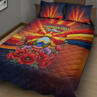 North Macedonia Independence Day Quilt Bed Set Balkan Lynx Red Poppy Flowers Church Flag