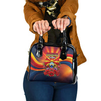 North Macedonia Independence Day Shoulder Handbag Balkan Lynx Red Poppy Flowers Church Flag
