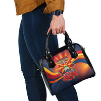 North Macedonia Independence Day Shoulder Handbag Balkan Lynx Red Poppy Flowers Church Flag