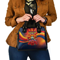 North Macedonia Independence Day Shoulder Handbag Balkan Lynx Red Poppy Flowers Church Flag