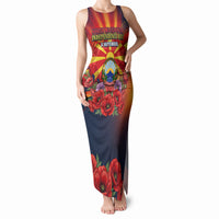 North Macedonia Independence Day Tank Maxi Dress Balkan Lynx Red Poppy Flowers Church Flag