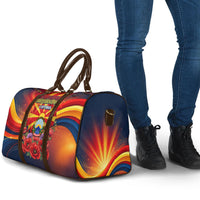North Macedonia Independence Day Travel Bag Balkan Lynx Red Poppy Flowers Church Flag