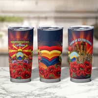 North Macedonia Independence Day Tumbler Cup Balkan Lynx Red Poppy Flowers Church Flag