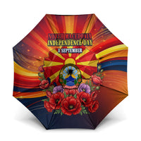 North Macedonia Independence Day Umbrella Balkan Lynx Red Poppy Flowers Church Flag