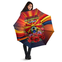 North Macedonia Independence Day Umbrella Balkan Lynx Red Poppy Flowers Church Flag