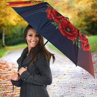 North Macedonia Independence Day Umbrella Balkan Lynx Red Poppy Flowers Church Flag
