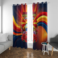 North Macedonia Independence Day Window Curtain Balkan Lynx Red Poppy Flowers Church Flag