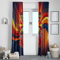North Macedonia Independence Day Window Curtain Balkan Lynx Red Poppy Flowers Church Flag