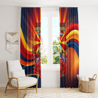 North Macedonia Independence Day Window Curtain Balkan Lynx Red Poppy Flowers Church Flag