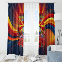North Macedonia Independence Day Window Curtain Balkan Lynx Red Poppy Flowers Church Flag