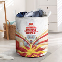 North Macedonia Independence Day Laundry Basket Ilinden Monument Raised Fist Jets Flag