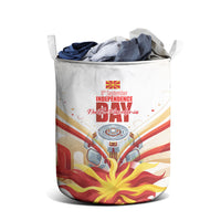 North Macedonia Independence Day Laundry Basket Ilinden Monument Raised Fist Jets Flag