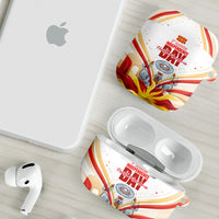 North Macedonia Independence Day AirPods Case Ilinden Monument Raised Fist Jets Flag