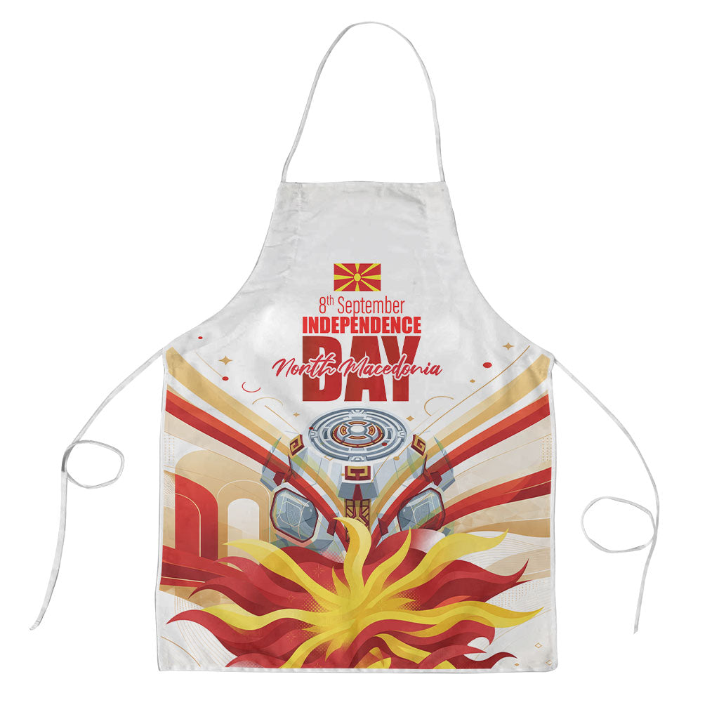 North Macedonia Independence Day Apron Ilinden Monument Raised Fist Jets Flag