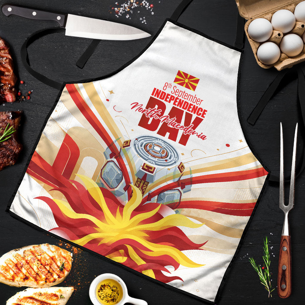 North Macedonia Independence Day Apron Ilinden Monument Raised Fist Jets Flag