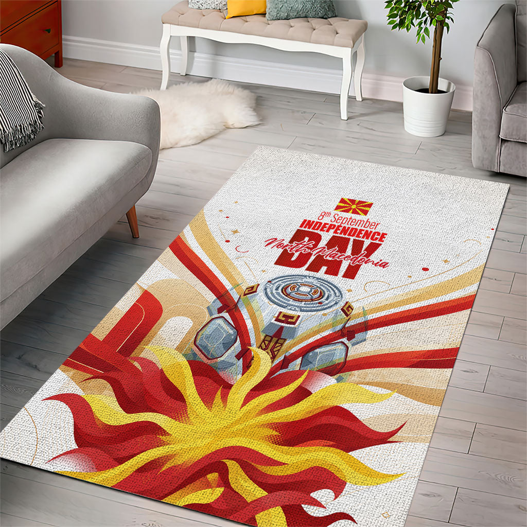 North Macedonia Independence Day Area Rug Ilinden Monument Raised Fist Jets Flag