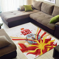 North Macedonia Independence Day Area Rug Ilinden Monument Raised Fist Jets Flag