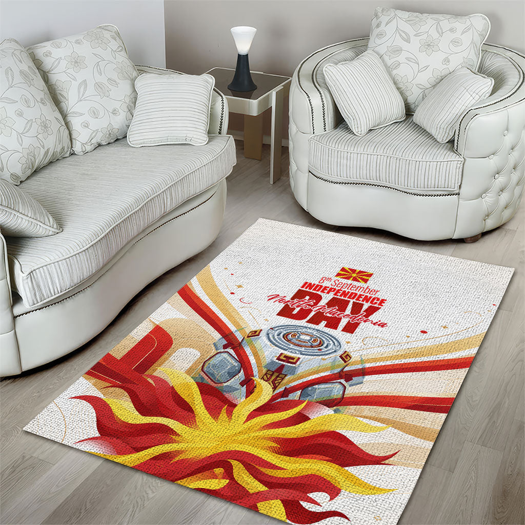 North Macedonia Independence Day Area Rug Ilinden Monument Raised Fist Jets Flag
