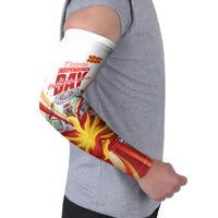 North Macedonia Independence Day Arm Sleeves Ilinden Monument Raised Fist Jets Flag