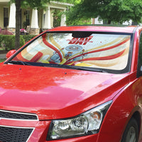 North Macedonia Independence Day Auto Sun Shade Ilinden Monument Raised Fist Jets Flag