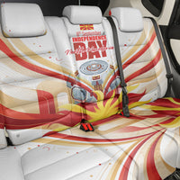 North Macedonia Independence Day Back Car Seat Cover Ilinden Monument Raised Fist Jets Flag