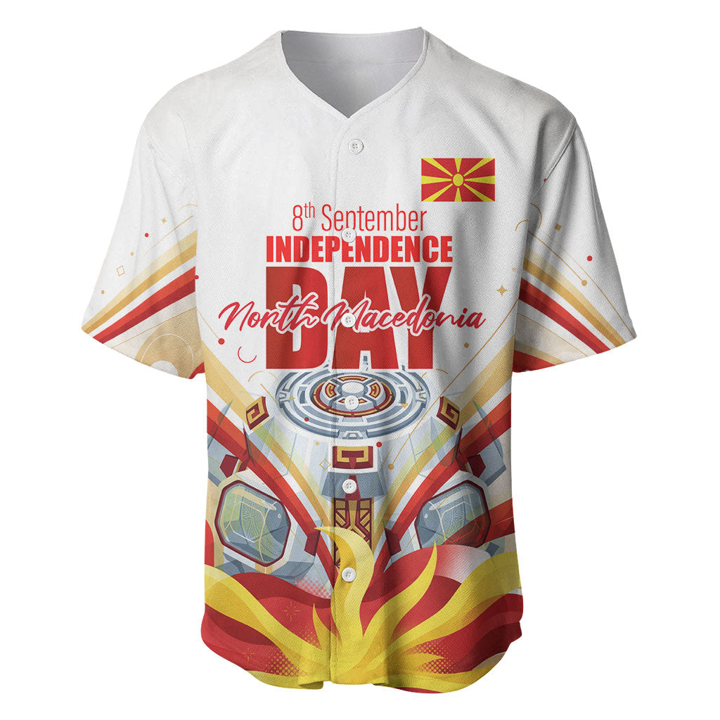 North Macedonia Independence Day Baseball Jersey Ilinden Monument Raised Fist Jets Flag