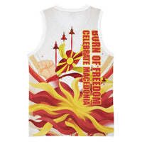 North Macedonia Independence Day Basketball Jersey Ilinden Monument Raised Fist Jets Flag