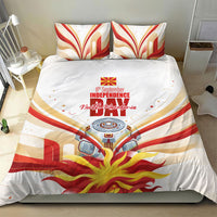 North Macedonia Independence Day Bedding Set Ilinden Monument Raised Fist Jets Flag