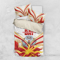 North Macedonia Independence Day Bedding Set Ilinden Monument Raised Fist Jets Flag