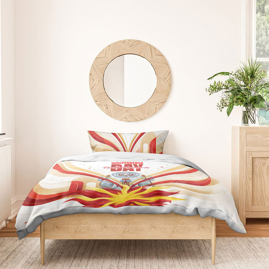 North Macedonia Independence Day Bedding Set Ilinden Monument Raised Fist Jets Flag