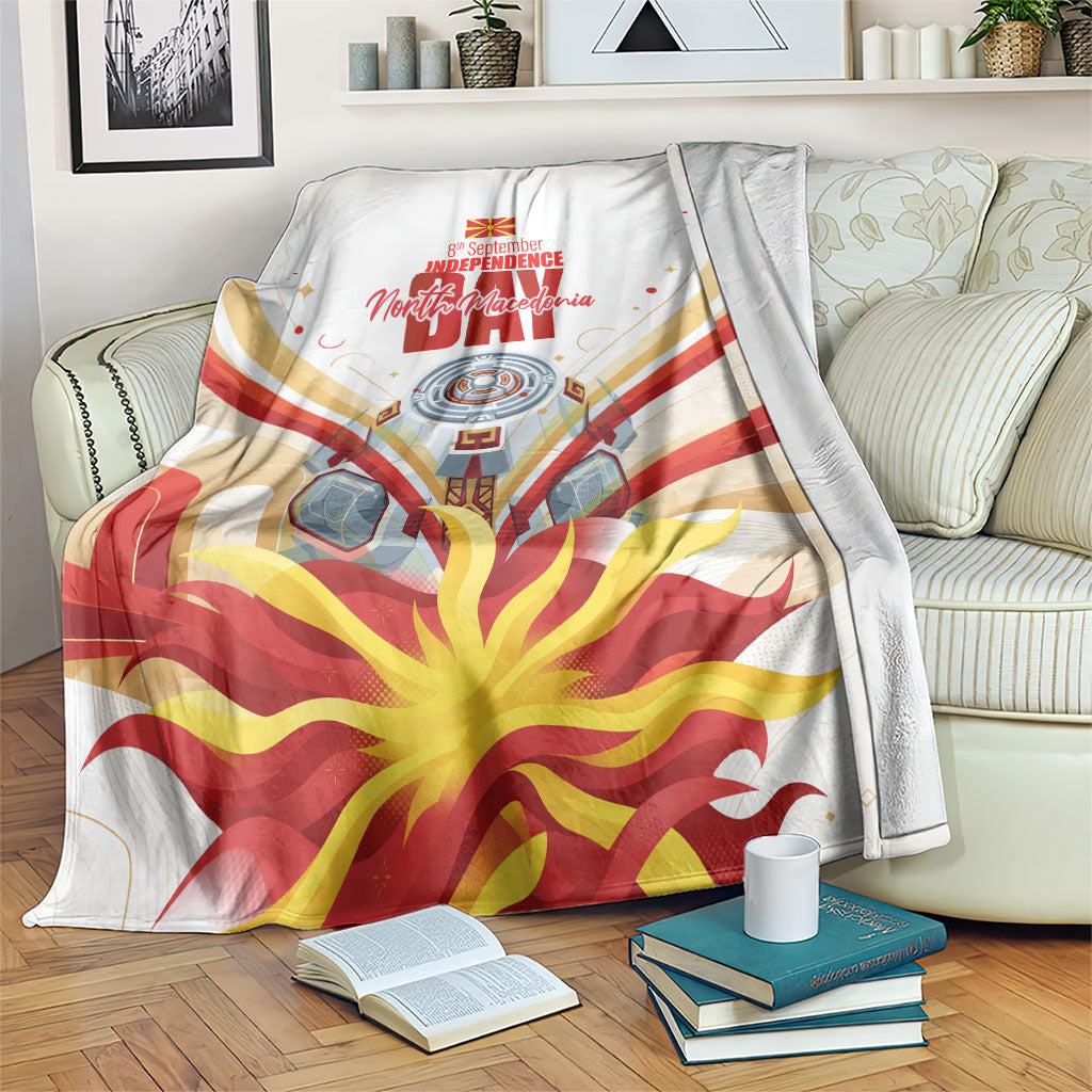 North Macedonia Independence Day Blanket Ilinden Monument Raised Fist Jets Flag
