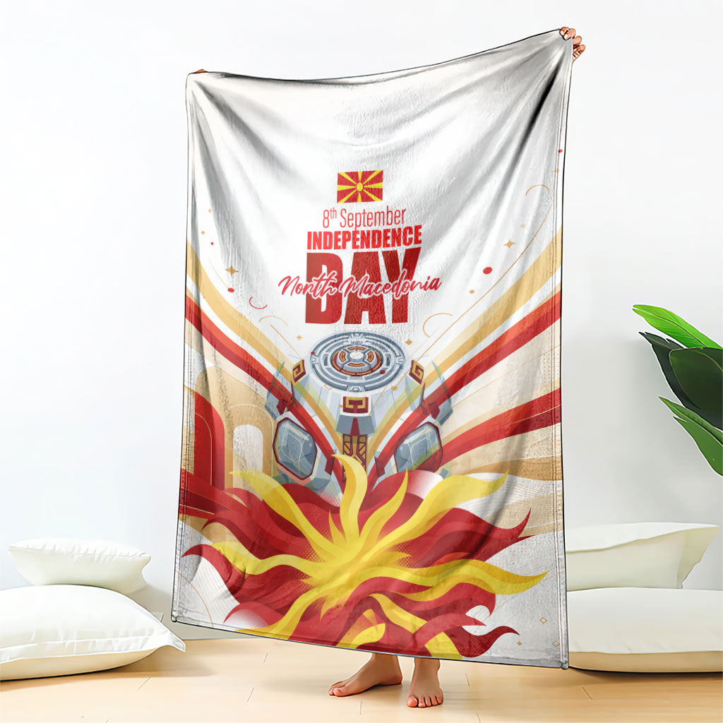 North Macedonia Independence Day Blanket Ilinden Monument Raised Fist Jets Flag