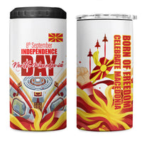 North Macedonia Independence Day 4 in 1 Can Cooler Tumbler Ilinden Monument Raised Fist Jets Flag