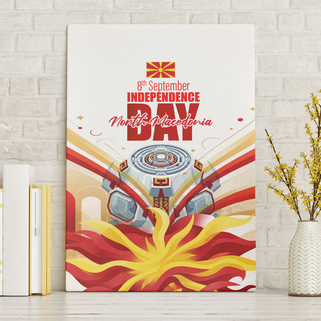North Macedonia Independence Day Canvas Wall Art Ilinden Monument Raised Fist Jets Flag